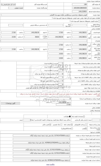 مزایده ، فروش محمولات بازداشتی سرجنگلبانی تنگراه شهرستان گالیکش