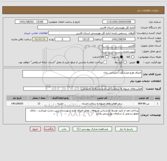 استعلام اجرای طرح مشارکت اجتماعی زنان