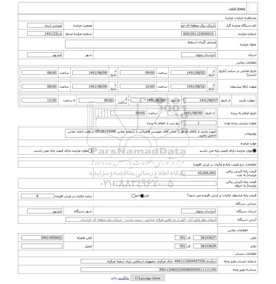 مزایده ، صندلی گردان اسقاط