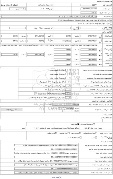 مزایده ، فروش آهن آلات اسقاطی ( شامل شیر آلات ، کپسول و ...)