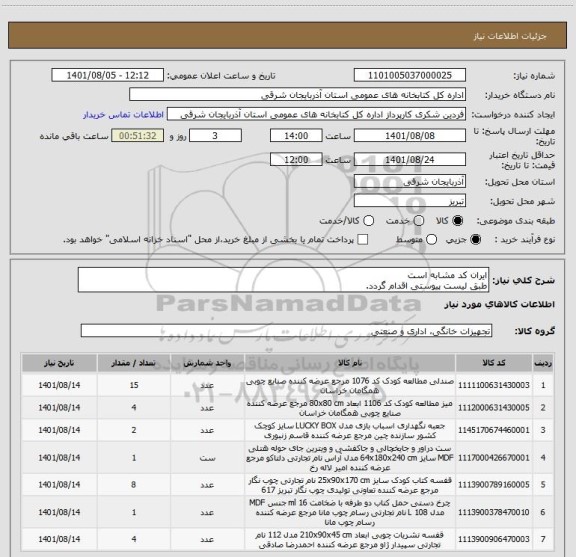 استعلام ایران کد مشابه است
طبق لیست پیوستی اقدام گردد.