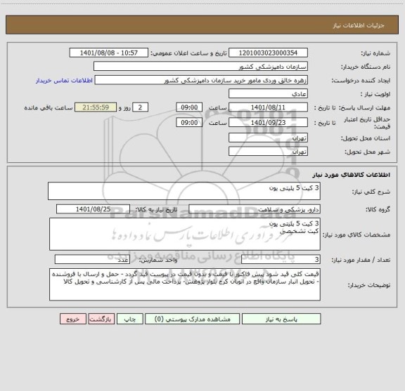 استعلام 3 کیت 5 پلیتی یون