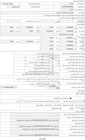 مزایده ، فروش آهن الات ضایعاتی واسقاطی