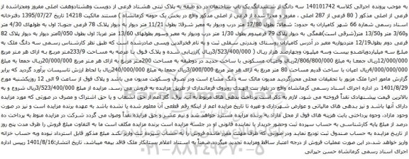 آگهی مزایده سه دانگ از ششدانگ یک باب ساختمان در دو طبقه به پلاک ثبتی هشتاد فرعی از دویست وهشتادوهفت اصلی مفروز ومجزاشده از فرعی از اصلی 