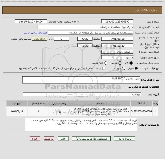 استعلام طلق مکانیزم BLG 1002A