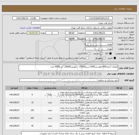 استعلام آنژوکت آجری600-طوسی1000-سبز10000 - صورتی20000- آبی4000 عدد