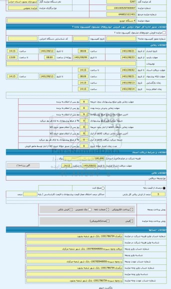 مزایده ، مزدا امبولانسی به شماره انتظامی 32-942 س42 مدل 1382 به رنگ سفید روغنی  موتور خاموش در حد اسقاط