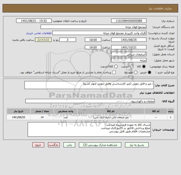 استعلام : میز و فایل چوبی (میز کارشناسی وفایل چوبی چهار کشو)