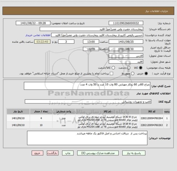 استعلام چراخ 60در 60 روکار مهتابی 80 وات 10 عدد و 50 وات 4 عدد