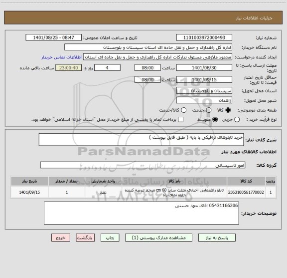 استعلام خرید تابلوهای ترافیکی با پایه ( طبق فایل پیوست )