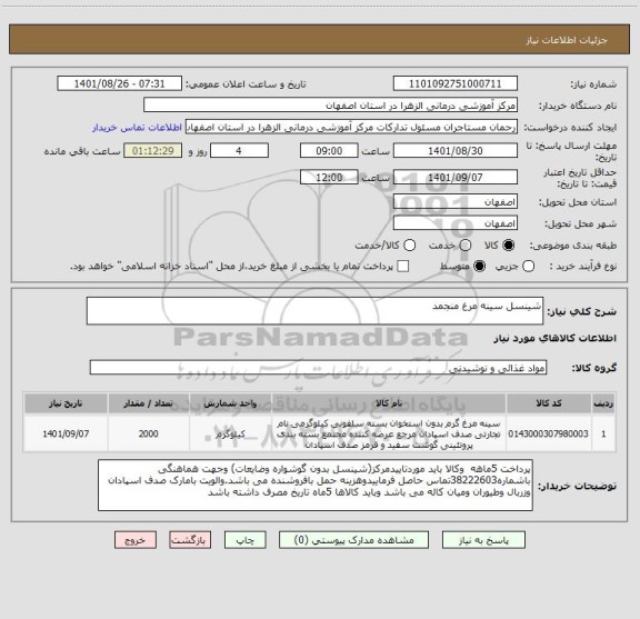 استعلام شینسل سینه مرغ منجمد