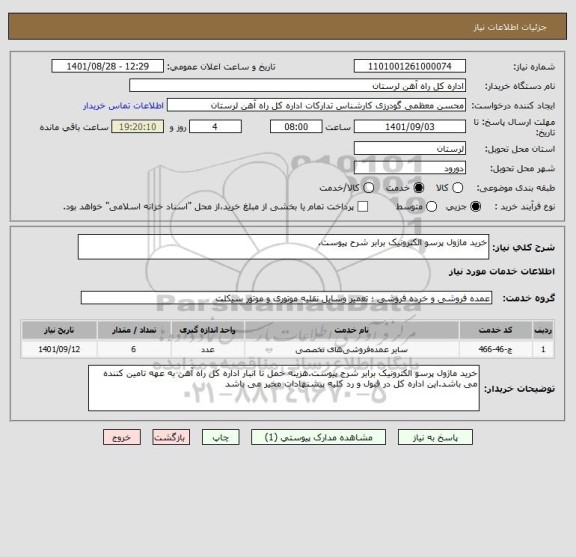 استعلام خرید ماژول پرسو الکترونیک برابر شرح پیوست.