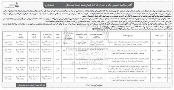 مناقصه واگذاری انجام امور خدمات پشتیبانی  و... - نوبت دوم 