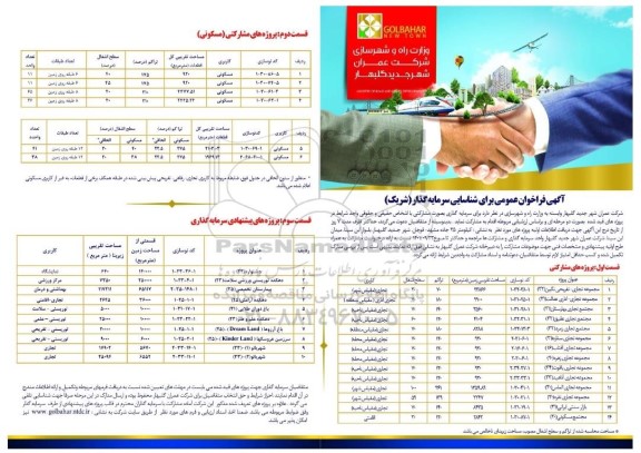 آگهی فراخوان عمومی برای شناسایی سرمایه گذار (شریک)