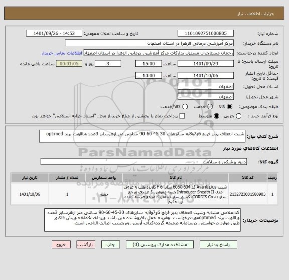 استعلام شیت انعطاف پذیر فرنچ 6و7و8به سایزهای 30-45-60-90 سانتی متر ازهرسایز 3عدد وباالویت برند optimed