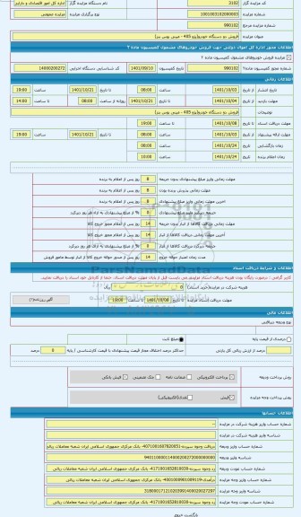 مزایده ، فروش خودروی پژو 405