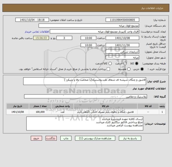 استعلام قاشق و چنگال شیشه ای شفاف طب پلاستیک(با ضخامت بالا و نشکن )