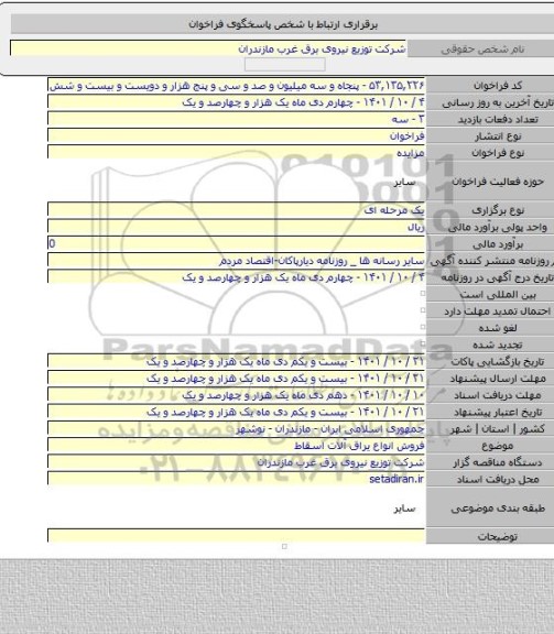 مزایده, فروش انواع یراق آلات اسقاط