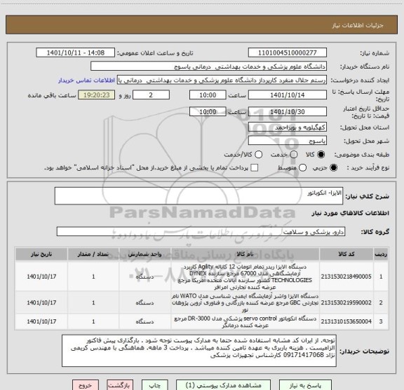 استعلام الایزا- انکوباتور