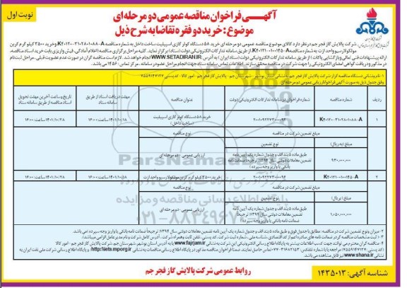 فراخوان مناقصه خرید 58 دستگاه کولر گازی اسپیلیت ...