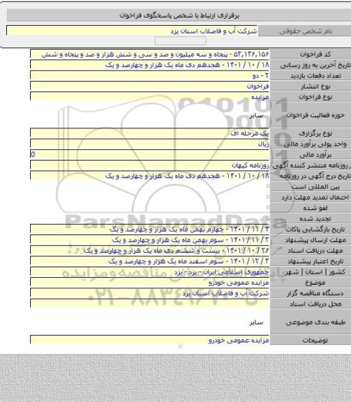 مزایده, مزایده عمومی  خودرو