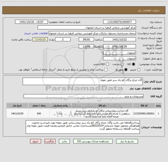 استعلام گان جراح ترگال کج راه سبز طبق نمونه