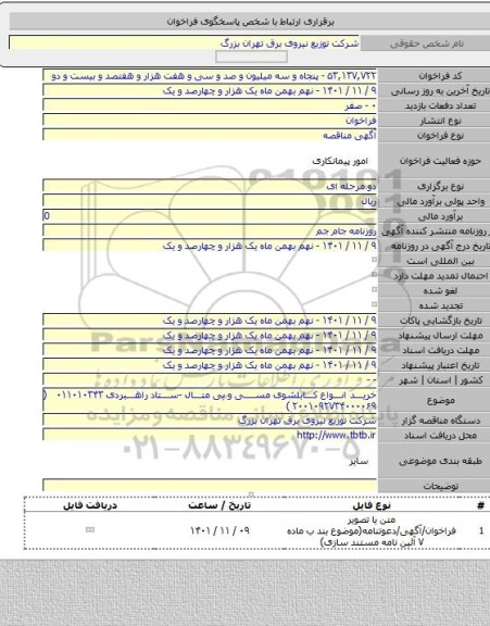 مناقصه, خرید انواع کابلشوی مسی و بی متال -ستاد راهبردی ۰۱۱۰۱۰۳۴۳ ( ۲۰۰۱۰۹۲۷۳۴۰۰۰۰۶۹  )