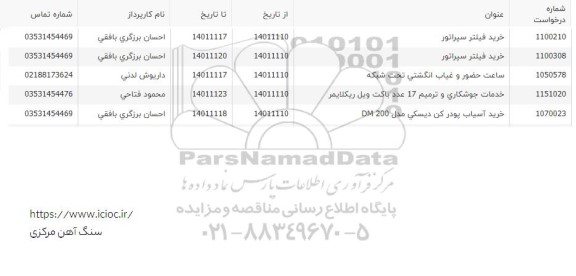 استعلام خرید فیلتر سپراتور...