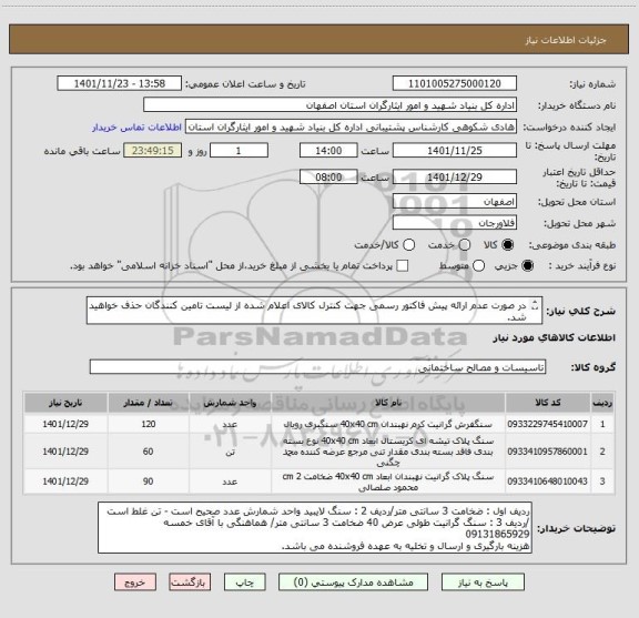 استعلام در صورت عدم ارائه پیش فاکتور رسمی جهت کنترل کالای اعلام شده از لیست تامین کنندگان حذف خواهید شد.
کادر توضیحات حتما چک شود