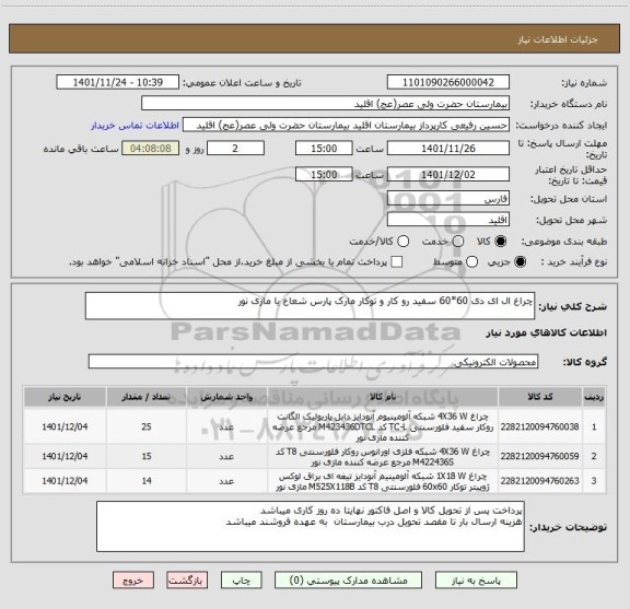 استعلام چراغ ال ای دی 60*60 سفید رو کار و توکار مارک پارس شعاع یا مازی نور