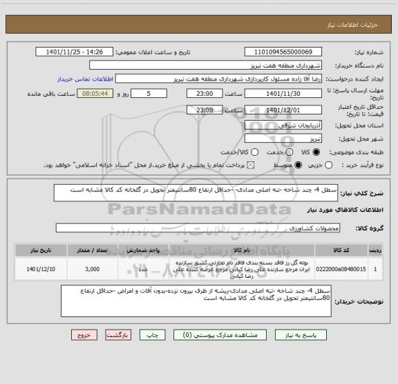 استعلام سطل 4- چند شاخه -تنه اصلی مدادی- -حداقل ارتفاع 80سانتیمتر تحویل در گلخانه کد کالا مشابه است