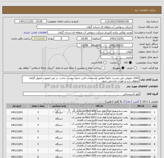 استعلام کالای تحویلی می بایست دقیقاً مطابق مشخصات فنی جدول پیوست باشد، در غیر اینصورت تحویل گرفته نخواهد شد و عودت داده می شود.