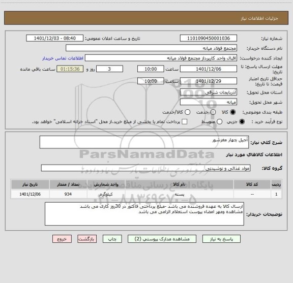 استعلام آجیل چهار مغزشور