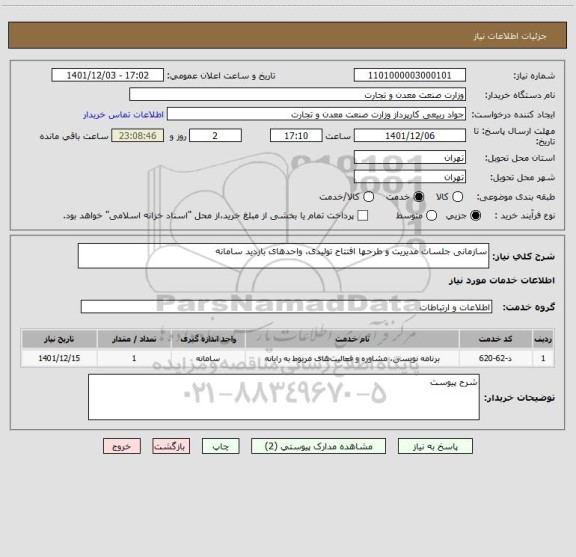 استعلام سازمانی جلسات مدیریت و طرحها افتتاح تولیدی، واحدهای بازدید سامانه