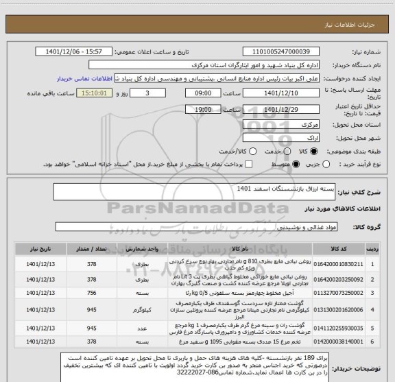 استعلام بسته ارزاق بازنشستگان اسفند 1401