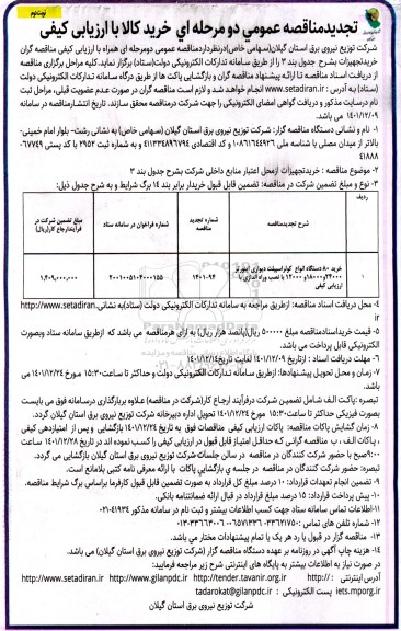 تجدید مناقصه خرید 80 دستگاه انواع کولر اسپیلت دیواری اینورتر ...- نوبت دوم 