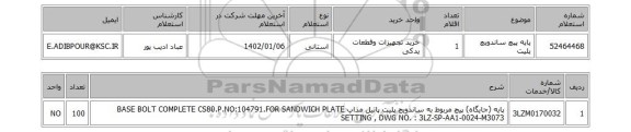 استعلام، پایه پیچ ساندویچ پلیت