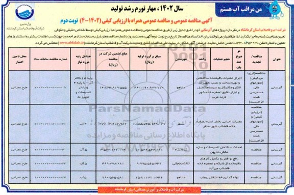 مناقصه عمومی اجرای عملیات باقیمانده ساختمانی و تهیه، ساخت و نصب تجهیزات الکترومکانیکال و...نوبت دوم