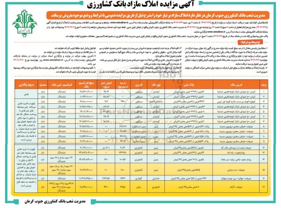 مزایده فروش املاک مازادبرنیاز