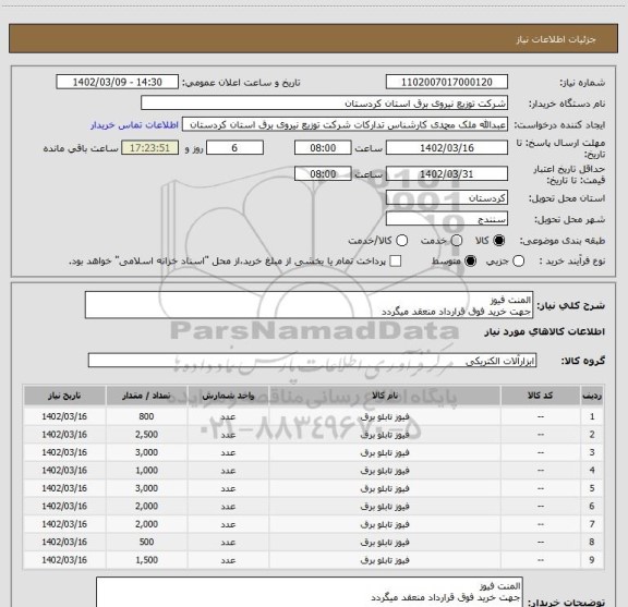 استعلام المنت فیوز
جهت خرید فوق قرارداد منعقد میگردد