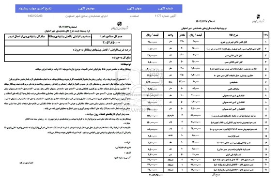 استعلام اجرای مفصلبندی سطح شهر اصفهان