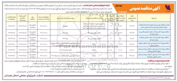 مناقصه مناقصه بهره برداری از تصفیه خانه فاضلاب شهرک صنعتی  ...