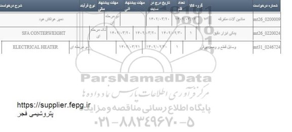 استعلام SFA CONTERWEIGHT