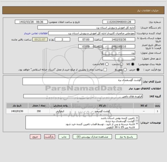 استعلام گوشت گوسفندی بره