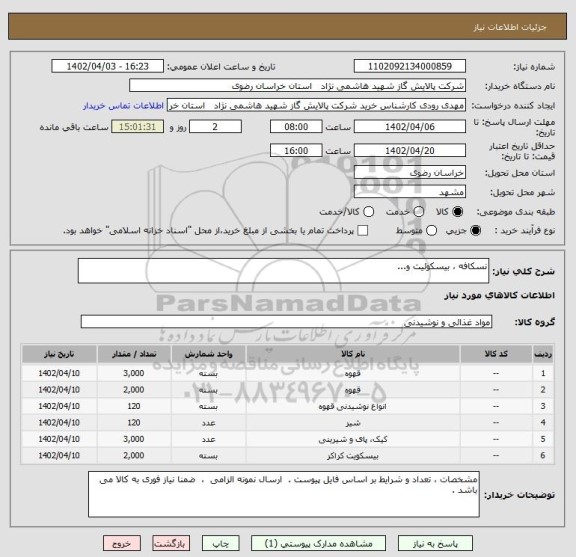 استعلام نسکافه ، بیسکوئیت و...