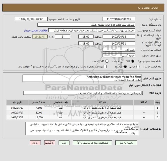 استعلام Anthracite & garnet for multi-media fine filters
گرانول (ماسه) تصفیه آب