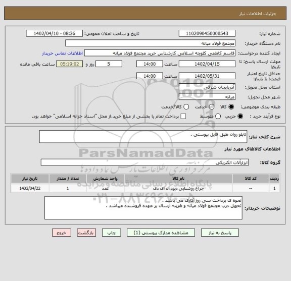 استعلام تابلو روان طبق فایل پیوستی .