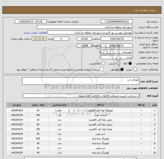 استعلام اتصالات اب