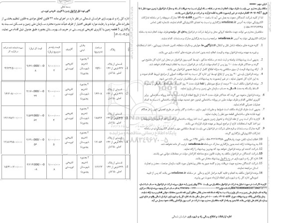 فراخوان زمین با کاربری تفریحی توریستی 