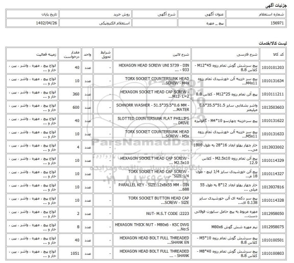 استعلام الکترونیکی، پیچ _ مهره